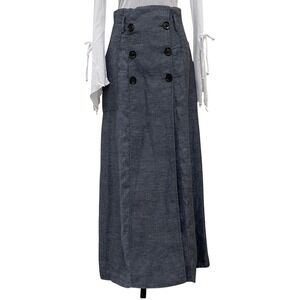 Marissa Webb Alexina Sailor Chambray Maxi Wrap Skirt Linen Sz 0 Made in New York